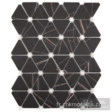 Mosaïque de verre en marbre noir Triangle Sahara